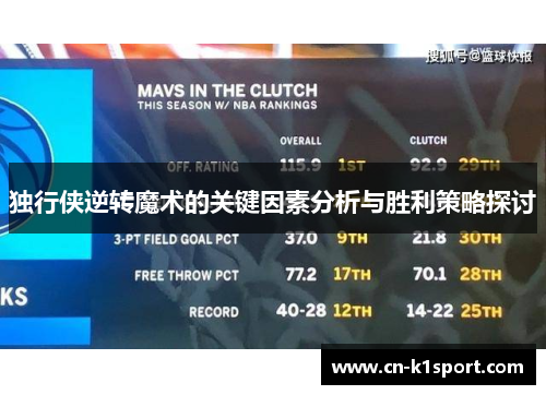 独行侠逆转魔术的关键因素分析与胜利策略探讨